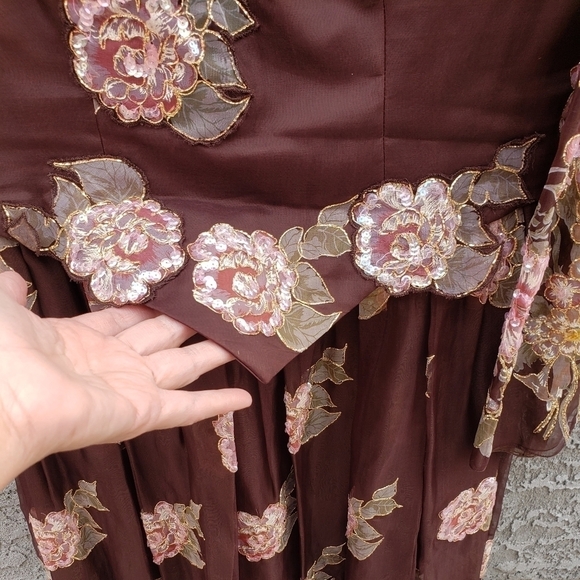 Ruben Panis Dress Vintage 1980's Silk Chiffon Gown - Picture 13 of 16